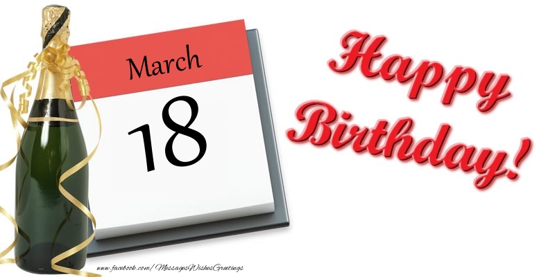 Greetings Cards of 18 March - Happy birthday March 18