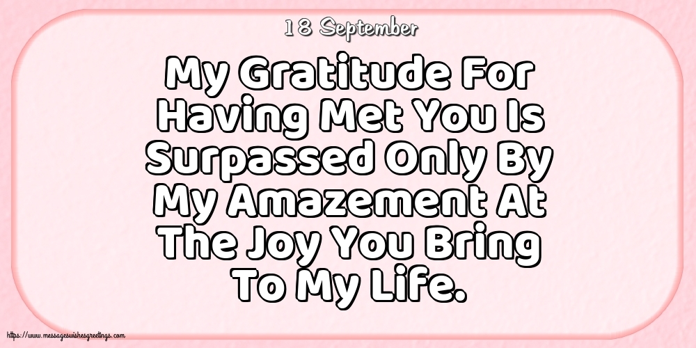 18 September - My Gratitude For Having Met You
