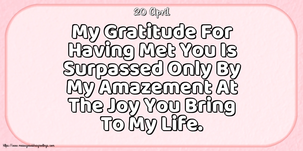 20 April - My Gratitude For Having Met You