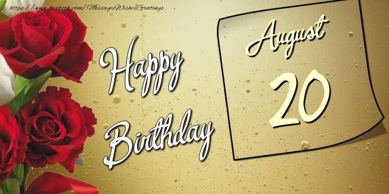 Greetings Cards of 20 August - Happy birthday 20 August