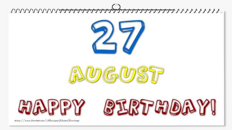 Greetings Cards of 27 August - 27 August - Happy Birthday!