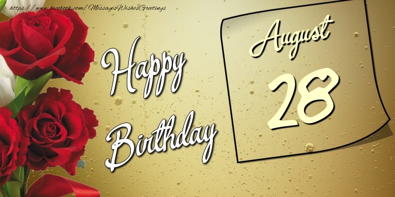 Greetings Cards of 28 August - Happy birthday 28 August