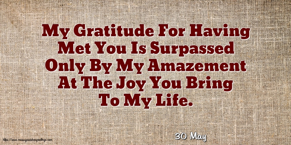 Greetings Cards of 30 May - 30 May - My Gratitude For Having Met You