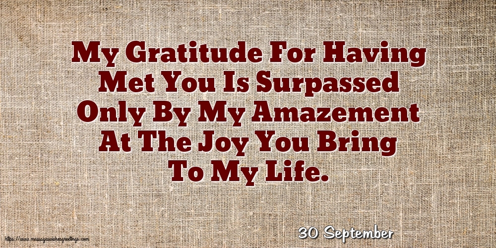 30 September - My Gratitude For Having Met You