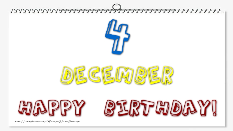 Greetings Cards of 4 December - 4 December - Happy Birthday!
