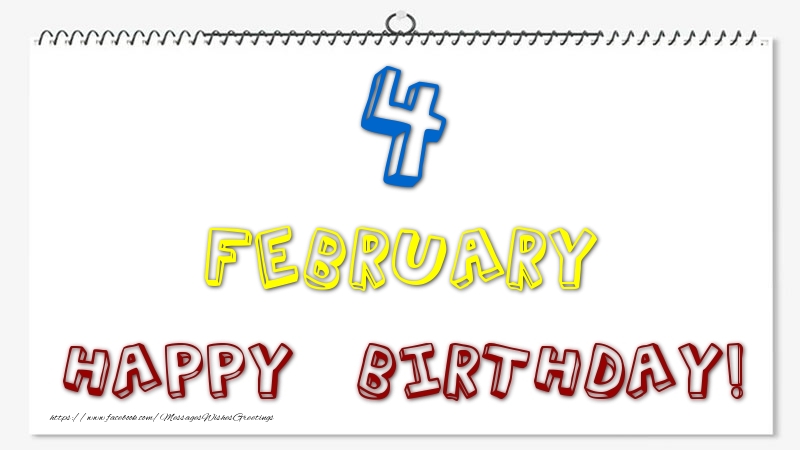 Greetings Cards of 4 February - 4 February - Happy Birthday!