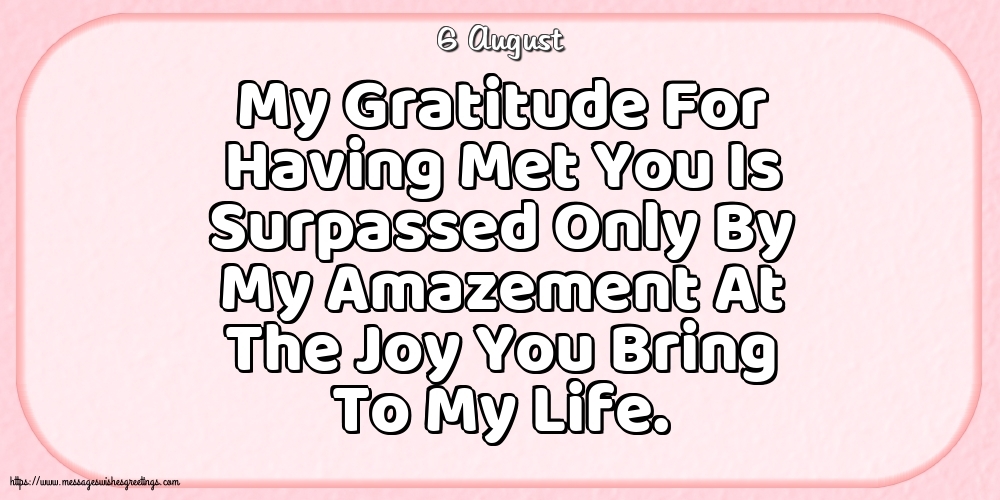 6 August - My Gratitude For Having Met You