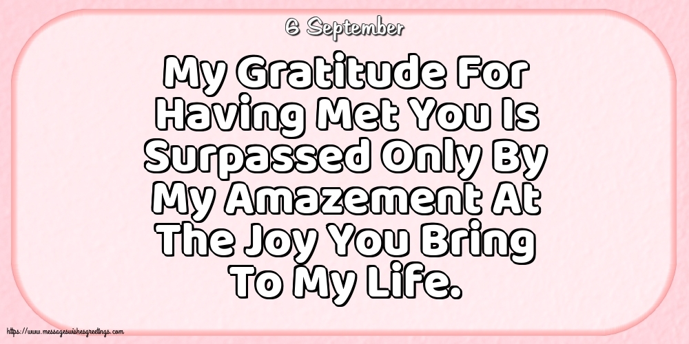 6 September - My Gratitude For Having Met You