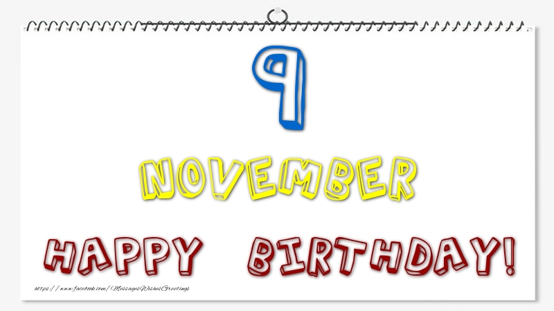 Greetings Cards of 9 November - 9 November - Happy Birthday!
