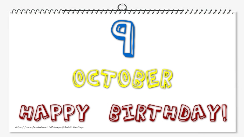 Greetings Cards of 9 October - 9 October - Happy Birthday!