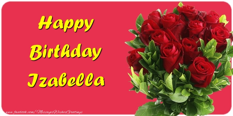 Greetings Cards for Birthday - Roses | Happy Birthday Izabella