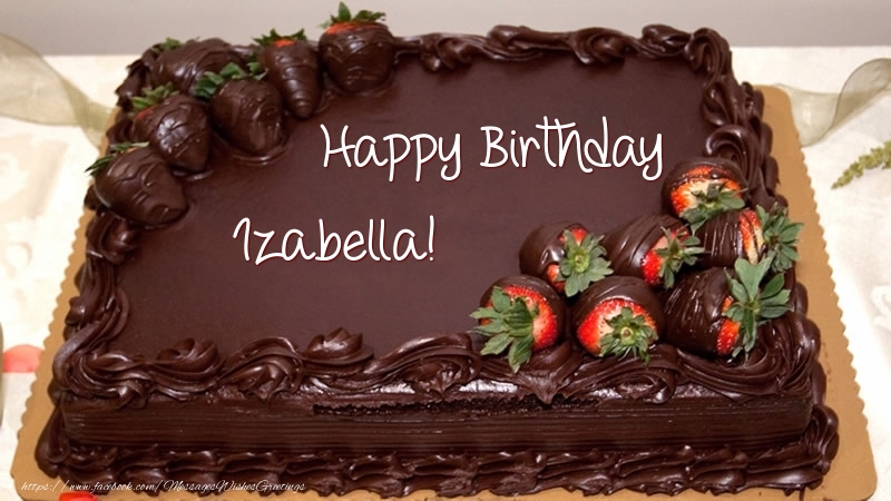 Greetings Cards for Birthday -  Happy Birthday Izabella! - Cake