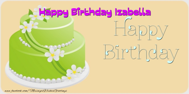 Greetings Cards for Birthday - Balloons & Cake | Happy Birthday Izabella