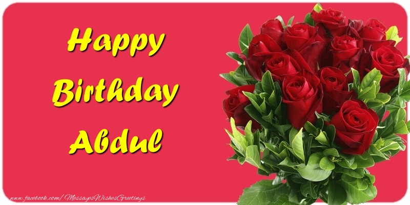 Greetings Cards for Birthday - Roses | Happy Birthday Abdul