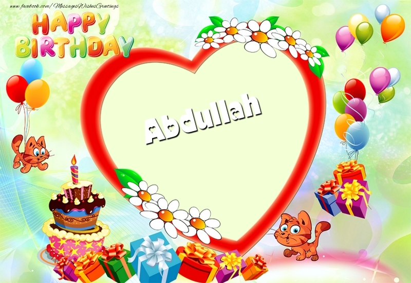 Greetings Cards for Birthday - 2023 & Cake & Gift Box | Happy Birthday, Abdullah!