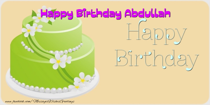 Greetings Cards for Birthday - Balloons & Cake | Happy Birthday Abdullah