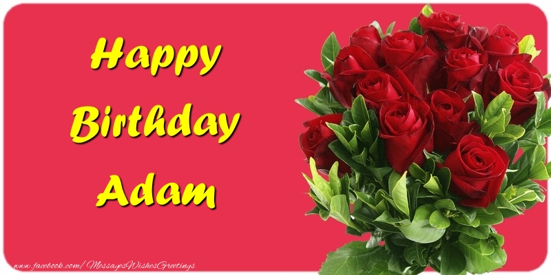 Greetings Cards for Birthday - Roses | Happy Birthday Adam