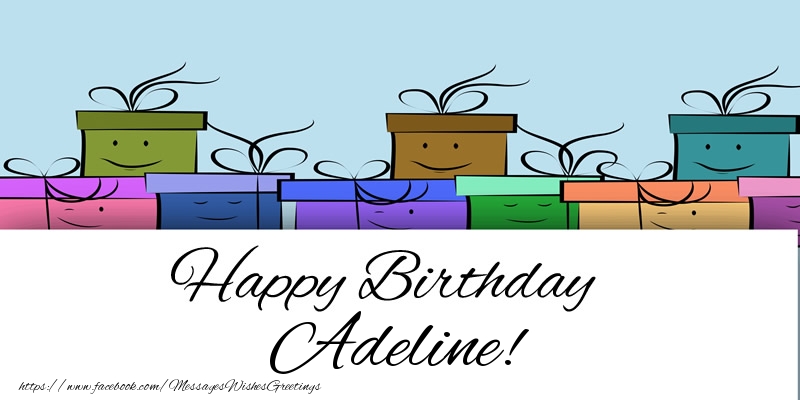 Greetings Cards for Birthday - Gift Box | Happy Birthday Adeline!
