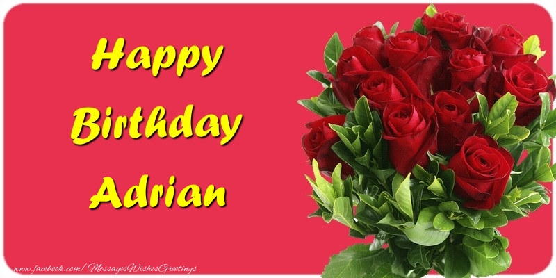 Greetings Cards for Birthday - Roses | Happy Birthday Adrian