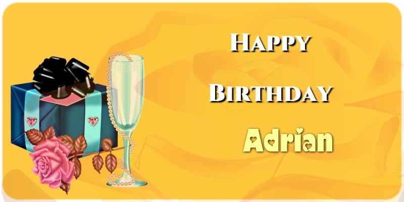 Greetings Cards for Birthday - Champagne | Happy Birthday Adrian