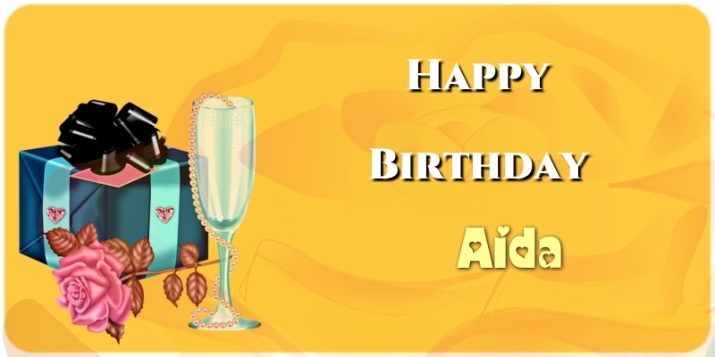 Greetings Cards for Birthday - Champagne | Happy Birthday Aida