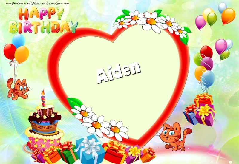 Greetings Cards for Birthday - 2023 & Cake & Gift Box | Happy Birthday, Aiden!