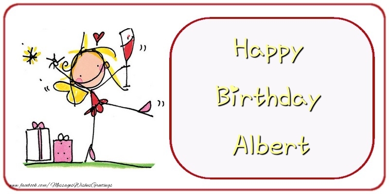 Greetings Cards for Birthday - Champagne & Gift Box | Happy Birthday Albert