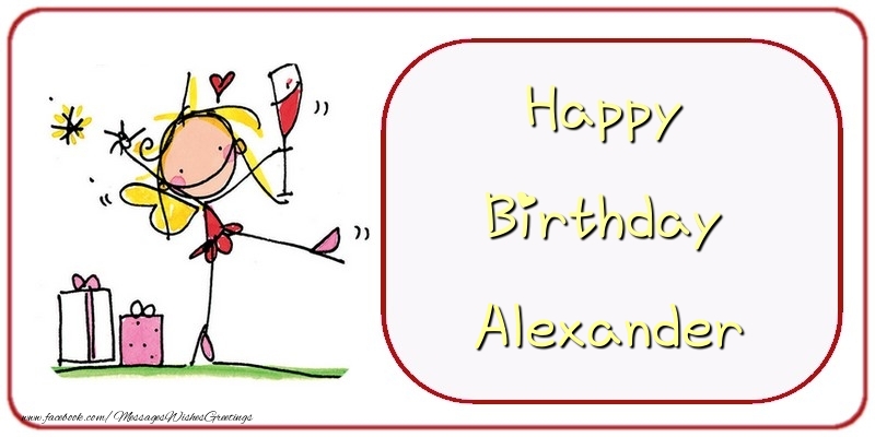 Greetings Cards for Birthday - Champagne & Gift Box | Happy Birthday Alexander