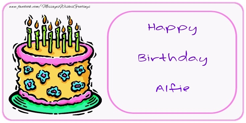Greetings Cards for Birthday - Cake | Happy Birthday Alfie