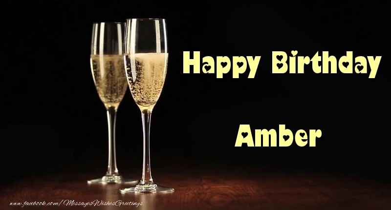 Greetings Cards for Birthday - Champagne | Happy Birthday Amber