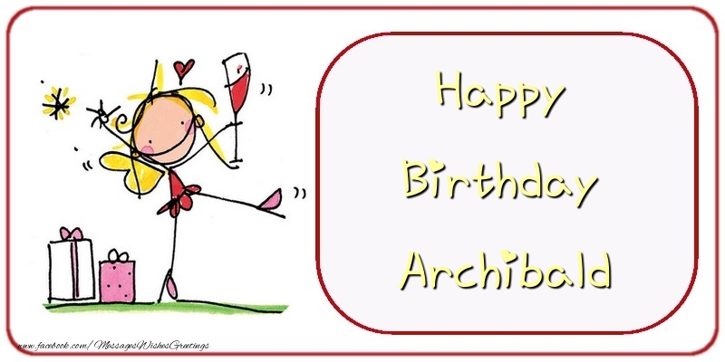 Greetings Cards for Birthday - Champagne & Gift Box | Happy Birthday Archibald