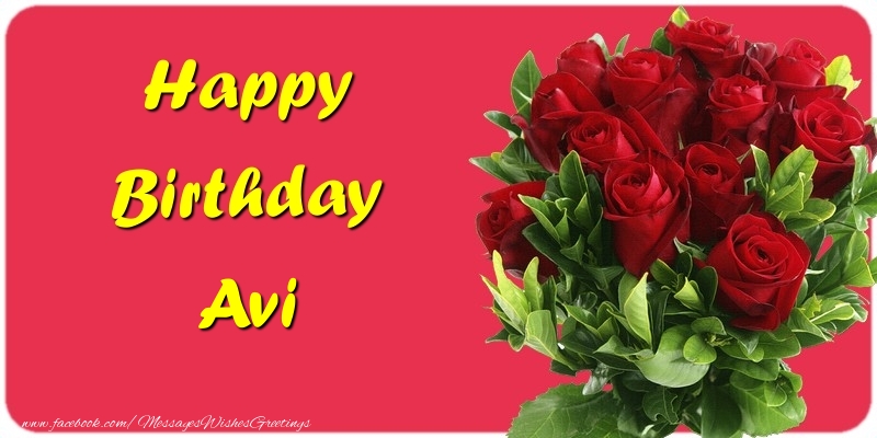 Greetings Cards for Birthday - Roses | Happy Birthday Avi
