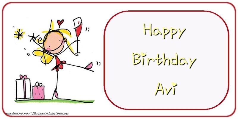 Greetings Cards for Birthday - Champagne & Gift Box | Happy Birthday Avi