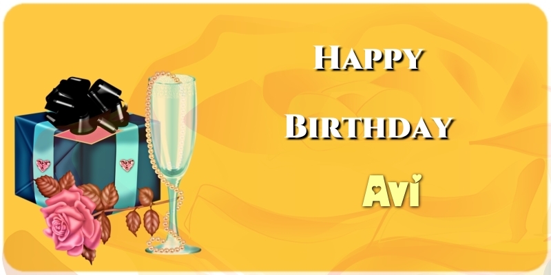 Greetings Cards for Birthday - Champagne | Happy Birthday Avi