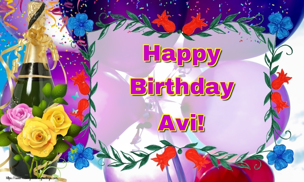 Greetings Cards for Birthday - Champagne | Happy Birthday Avi!