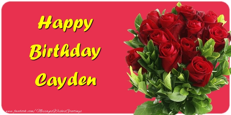 Greetings Cards for Birthday - Roses | Happy Birthday Cayden