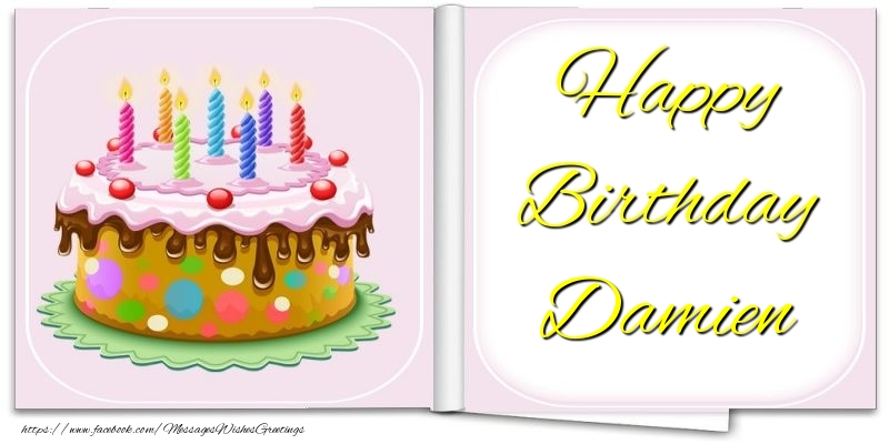 Greetings Cards for Birthday - Cake | Happy Birthday Damien