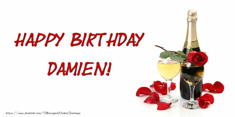 Greetings Cards for Birthday - Champagne | Happy Birthday Damien
