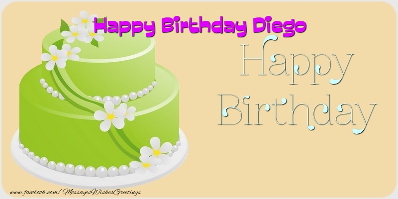 Greetings Cards for Birthday - Balloons & Cake | Happy Birthday Diego
