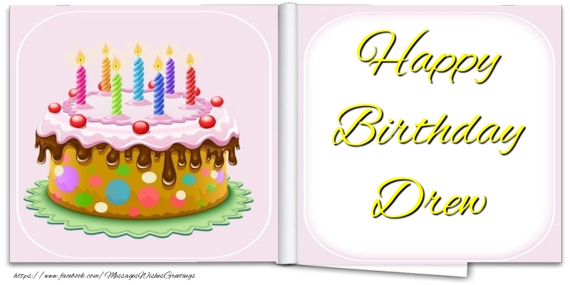 Greetings Cards for Birthday - Cake | Happy Birthday Drew