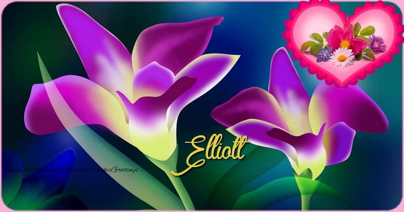 Greetings Cards for Birthday - Bouquet Of Flowers & Gift Box | Happy Birthday Elliott
