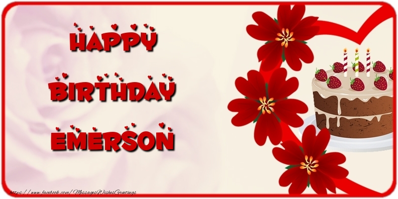 Greetings Cards for Birthday - Cake & Flowers | Happy Birthday Emerson