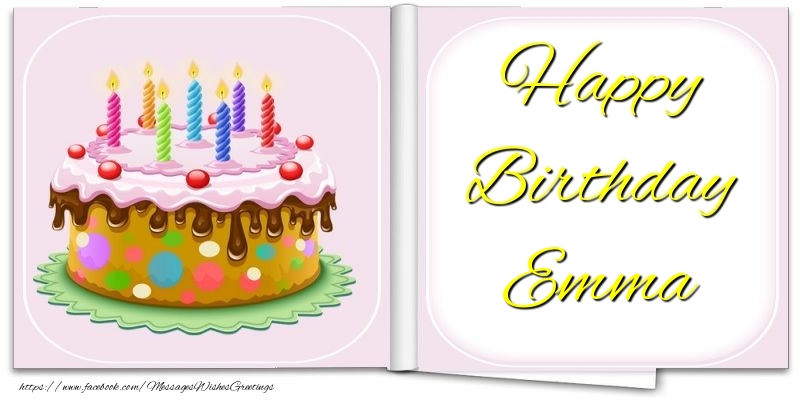 Greetings Cards for Birthday - Cake | Happy Birthday Emma
