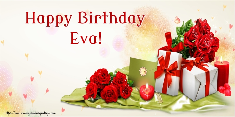 Greetings Cards for Birthday - Flowers | Happy Birthday Eva!
