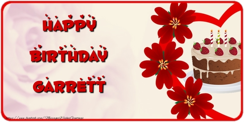 Greetings Cards for Birthday - Cake & Flowers | Happy Birthday Garrett
