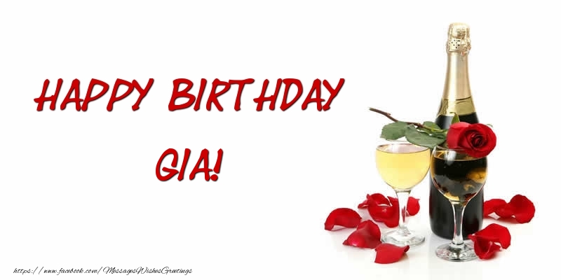 Greetings Cards for Birthday - Champagne | Happy Birthday Gia