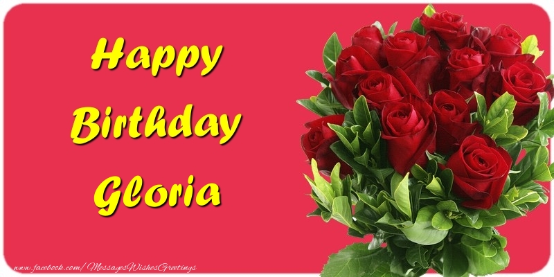 Greetings Cards for Birthday - Roses | Happy Birthday Gloria