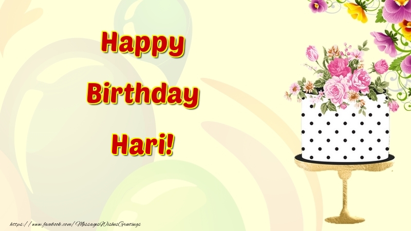 Greetings Cards for Birthday - Cake & Flowers | Happy Birthday Hari