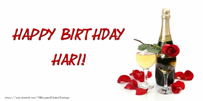 Greetings Cards for Birthday - Champagne | Happy Birthday Hari