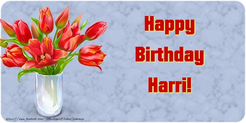 Greetings Cards for Birthday - Bouquet Of Flowers & Flowers | Happy Birthday Harri